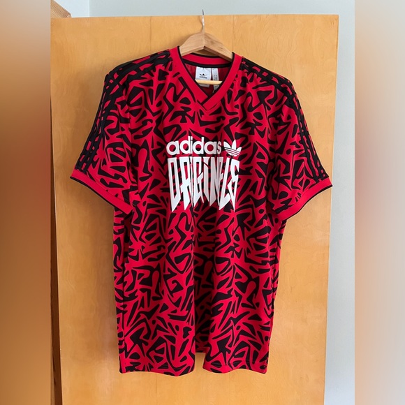 Adidas Originals Allover Print Jersey - Red - Picture 1 of 7